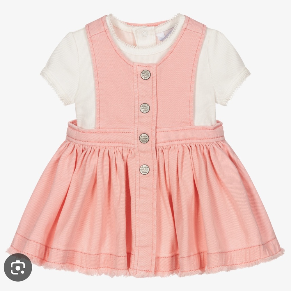 MAYORAL Ribbed T-Shirt and Denim Dress Set